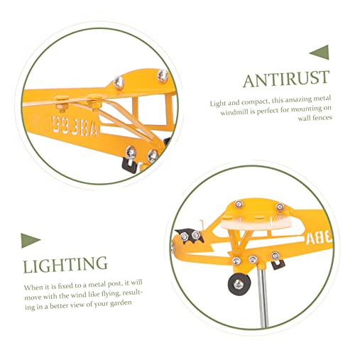 Yardwe Metal Decor Wind Indicator Outdoor Decor Airplane Wind Spinners Lawn Wind Sculpture Wind Ornament Iron Outdoor Garden Airplane Decoration Yard Plane Windmills Airplanes Weathervane #TOP2