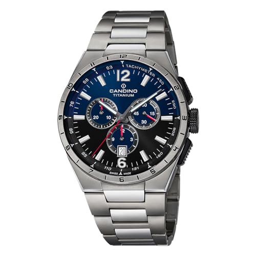 Candino Swiss Herren Analog Uhr Titan Grau - Quarzwerk - Kalender - Saphirglas mit hoher Widerstandsfähigkeit - Wasserdicht 10 ATM C4603/M Titanium