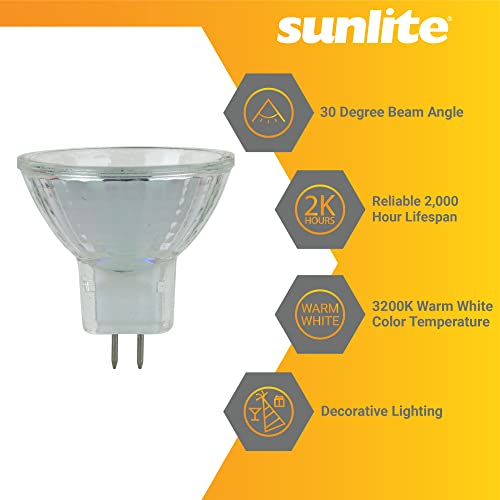 Sunlite 40763 Mr11 Halogen Reflector Bulb, 5 Watt, 30° Narrow Flood, 12 Volt, 35 Lumens, 2000 Hour Life Span, Dimmable, Gu4 Base, Cover Guard, 3200, Ansi Jcr, Ceiling Fixtures, Lanterns 6-Pack #TOP3