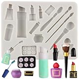 CANYANGMOLD Makeup Theme Candy Silicone Molds Lipstick Perfume Eyelash Brush Nail Polish Mold for Cake Decoration Cupcake Toppers Fondant Chocolate Gum Paste Polymer Clay
