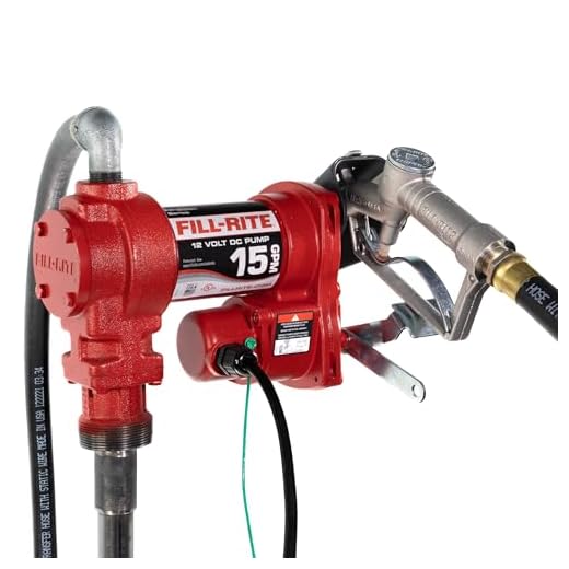 Fill-Rite FR1210G 12V 15 GPM (57 LPM) Fuel Transfer Pump with Discharge Hose, Manual Nozzle, Suction Pipe, RED