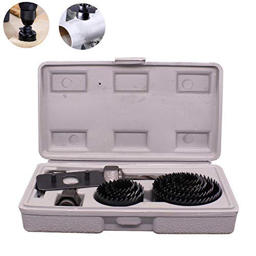 Cheston 11 Pcs Hole Saw Set with 8 Circular Blades, 2 Mandrels, Hex Key & Installation Plate Forged Carbon Steel for Wood, Plastic, PVC Board & Wall