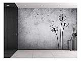 wall26 - Dandelions on a Grayscale Grungy Texture with a Vignette Effect Around It - Wall Mural, Removable Vinyl Wallpaper, Home Decor - 100x144 inches