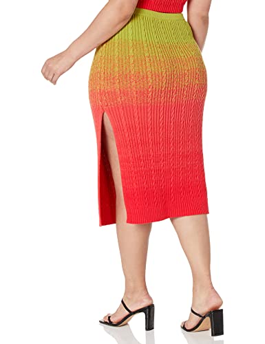 The Drop Women's Lola Ombre Midi Skirt, Red Ombre, 3X, Plus Size #TOP5