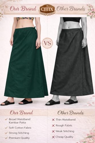 Image of CITIX Pure Cotton Petticoat for Woman Saree | Adujastable Drawstring Waist