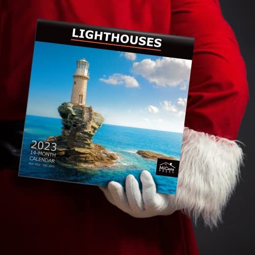 Micasa Lighthouses 2023 Hangable Monthly Wall Calendar | 12" X 24" Open | Thick & Sturdy Paper | Giftable | Your Beacon For A Bright Future #TOP5