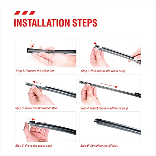 26 Inch Frameless Adjustable Size Of Universal 4 Pcs Refills Replacement Windshield Wiper Refills Replacement For Tesla,Toyota,Hyundai,Honda Front & Rear Windshield Wiper Baldes Rubber Strips #TOP4