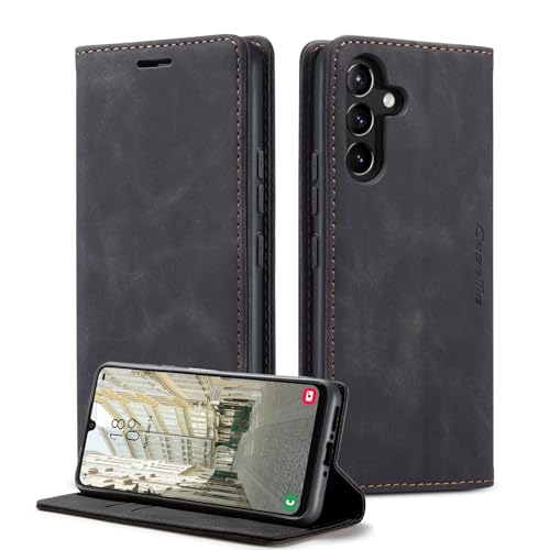 Uorker Cover per Samsung Galaxy S24 FE Portafoglio, Pelle PU Libro Flip Chiusa con Blocco RFID, Slot per Carte e Funzione Supporto, Custodia Protettiva Antiurto, Design Elegante (Nero)