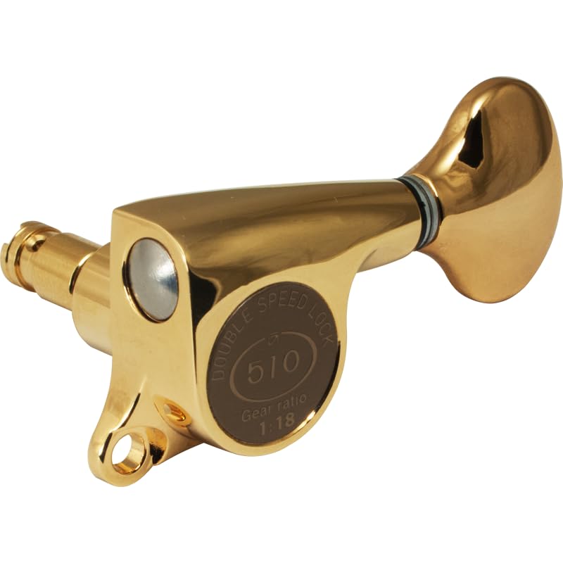 Tuners - Gotoh, SGS510Z MG, Mini 510 Locking, 6-in-a-line, Color: Gold