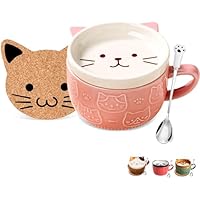 Regalos para mujeres,tazas de café Kawaii de gato rosa con