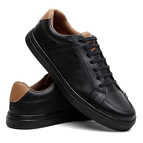 QueroShoes Sapatênis Casual Masculino Couro Ecológico Preto/42