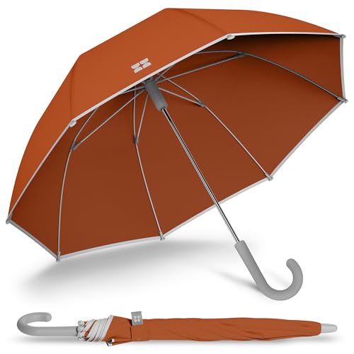 Weatherman Umbrella - kids Umbrella - Windproof kid Umbrellas Resists Up to 55 MPH Winds - Kid Umbrellas Girls Boys Toddlers Child - Soft Edges, Pinch-Proof, Comfortable Grip Design (Rusty Orange)
