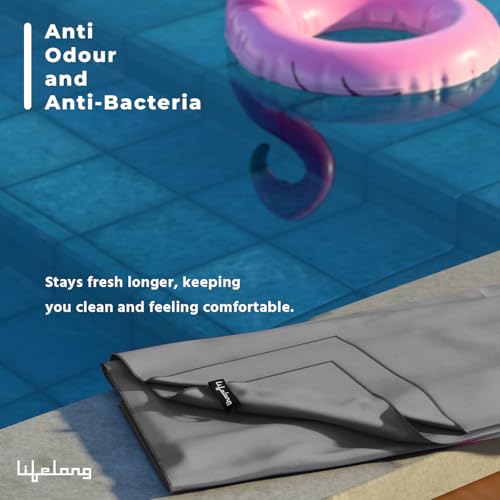 Image of Lifelong Microfiber Towel Gym for Men | Suede Quick Dry Towel for Gym, Swim & Sports | Lightweight, Absorbent Microfiber Towel | Sweat Towel for Workout & Running | Pack of 1 | 160 * 80cm (Grey)