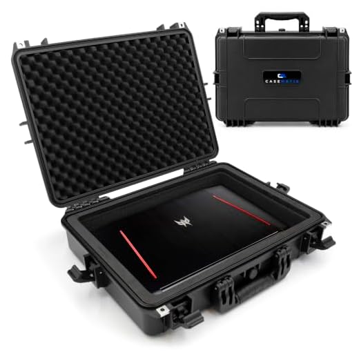 CASEMATIX Waterproof Laptop Hard Case for 15 - 17 inch Gaming Laptops and Accessories - Rugged Heavy Duty Laptop Case Compatible with 15.6 and 17.3 inch Gaming Laptops and Gaming Laptop Accessories