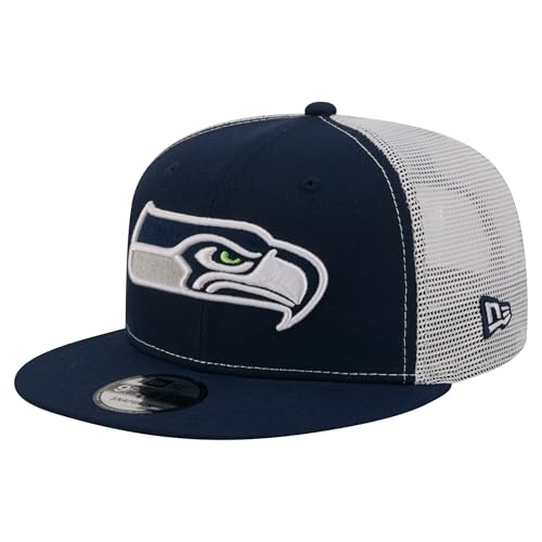 New Era Mens College Navy Seattle Seahawks Core Team 9FIFTY Trucker Snapback Hat