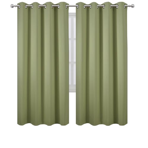 Image of LEMOMO Blackout Curtains 66 x 72 Inch Long Sage Green Curtains Set of 2 Panels Room Darkening Curtains for Bedroom and Living Room