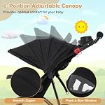 HONEY JOY Jogging Poussette, Pousset de course pliable avec/Canopée réglable & Siège inclinable, 2 Supports de coupe, plateau Snack, panier de rangement, pneus de vélo, poussette de baby-jogger pour les enfants (Noir)