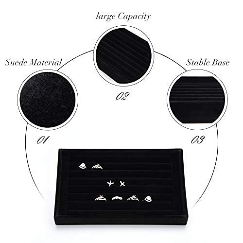 Stratalife Espositore Per Anelli In Velluto Nero - Supporto Con 18 Scomparti Per Gioielli, Ideale Per Comò, Fiere E Vetrine - Organizer Per Anelli E Collezioni