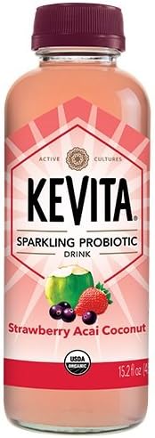 KEVITA Strawberry Acai Coconut Sparkling Probiotic, 15.2 Ounce (Pack of 6)