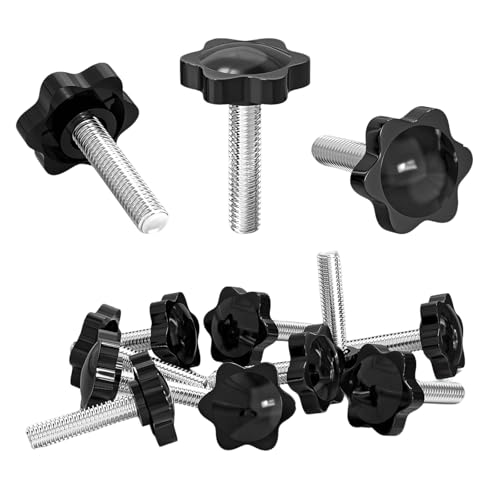 12 tornillos con mango de estrella, M8 x 35 mm con mango, cabeza hexagonal de plástico con cabeza de estrella, tuerca con mango de estrella, tornillo moleteado, tornillo de cabeza estrella, botón de