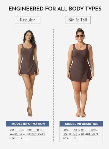 Image of Aleumdr One Piece Swimdress Swimsuit for Women Tummy Control Split Swim Dress Skirt Bathing Suit with Pockets