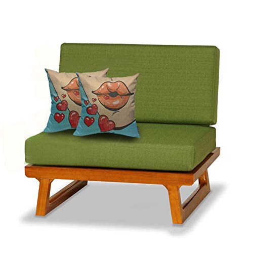 Mugod Pop Art Lips Throw Pillow Cover Woman Sending Heart Kisses Pop Art Comic Style Decorative Square Pillow Case For Home Bedroom Living Room Cushion Cover 18X18 Inch #TOP4