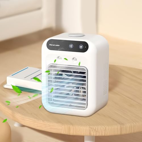 Tragbarer Klimaanlage, Luftbefeuchter für Schreibtisch und Nachttisch, AC- Ventilator, USB- betrieben, mit 2 Geschwindigkeitsstufen, für Auto, Schlafsaal, Reisen, Garage-9