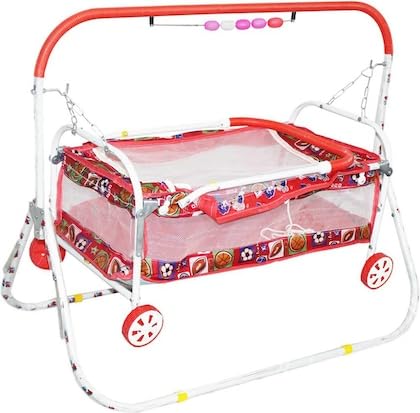 Drumstone Baby Boy's and Girl's Heavy Steel Cradle Cot with Stroller (Blue) Cradle-Lightweight transportable with Mosquito net