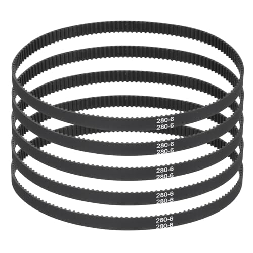 sourcing map 280mm GT-2 Timing Belt 6mm Width 2mm Pitch Black 5pcs
