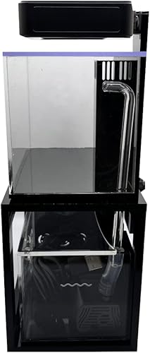 Miniatura 2 de Acuario listo para micro arrecife de 40 onzas (blanco)  Pequeño tanque de peces de agua salada de escritorio con luz LED, sumidero, bomba  agua