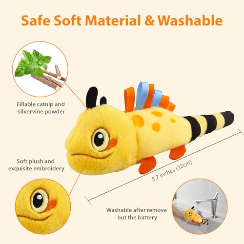 Gigwi Interactive Catnip Cat Toys, Electronic Flopping Toys Motion Activated, Automatic Moving Cat Toys for Indoor Cats, USB Rechargeable Cat Enrichment Toy Self Play for Hunting and Kicker, Lizard - Thumbnail 2