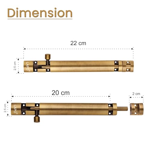 Image of LAPO 2 Pack Heavy Duty Aluminium 8 Inch Tower Bolt for Home,Offices Doors and Windows /Tower Bolt for Main Door /Door Latch /Kundi /Chitakini /Door Latch for Main Door and Window(Antique Finish, Pack of 2)