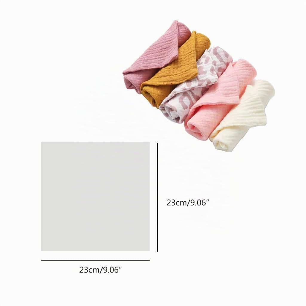 Reyloep Toallitas húmedas para bebés Muslin, 5 Piezas con Toallas cuadradas Muslin 23x23cm / 9.06 "x9.06 toallitas de algodón para bebés súper Suaves