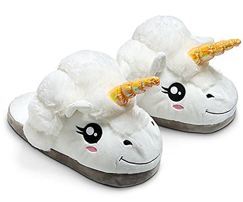 ZENDY Zapatillas de algodón de Interior de fantasía (Blanco)