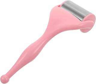 Ansikts Ögonmassageverktyg med Isrulle i Rostfritt Stål för Kvinnor Förbättrar Elasticitet och Lindrar Svullnader Ergonomisk Design för Enkel Användning på Ansikte och Rosa