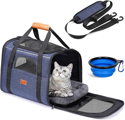 Morpilot Caja de Transporte para Gatos Grandes y Cachorros de hasta 7 kg, Bolsa para Perros con Cremalleras de Seguridad, Caja de Transporte Plegable, Caja de para Gatos y Perros para IR al