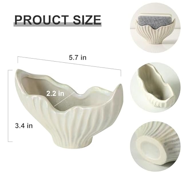 Sponge Holder for Kitchen Sink, Ceramic Dish Sponge Holder with Fishtail Design, Sink Caddy Organizer for Countertop, Farmhouse Kitchen Decor, Compact Sinks Caddy Dish Sponge Holders(White)