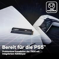 Crucial T500 SSD 4TB PCIe Gen4 NVMe M.2 Interne Festplatte mit Kühlkörper, bis 7000 MB/s, TLC NAND, Desktop PC kompatibel, Microsoft DirectStorage - CT4000T500SSD5 – Ansicht 3