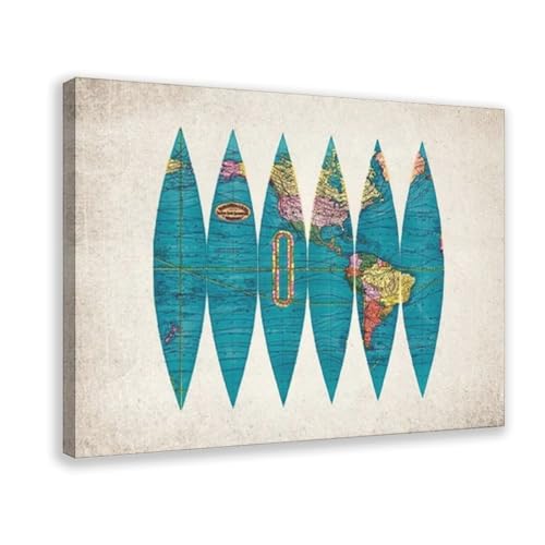 Impression sur toile de carte d'Amérique du Sud décoration murale salon et chambre 61 x 91,4 cm
