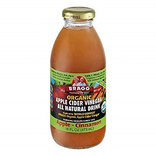 Bragg Organic Apple Cinnamon Vinegar Drink 16 Oz  Apple Cider Vinegar Beverage  All Natural Ingredients