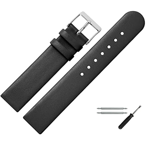 MARBURGER Uhrenarmband 20mm Leder Schwarz Cover