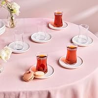 KARACA Streamline Saturn 12-Piece Turkish Tea Cups for 6 People, 5.75 fl oz Turkish Tea Glasses Set, Durable Glass with Platin Detailing & White Color Saucers