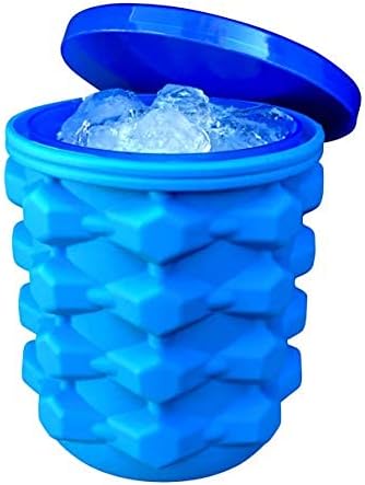 The Ultimate Ice Cube Maker Silicone Bucket with Lid Makes Small Size Nugget Ice Chips for Soft Drinks, Cocktail Ice, Wine On Ice, Crushed Ice Maker Cylinder Ice Trays, Ice Cup Maker Mold, Ice Holder