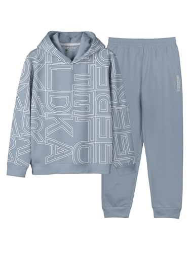 Image of HELLCAT Printed Cotton Blend Hoodie T-shirt and Jogger Trackpant Clothing Set for Boys.