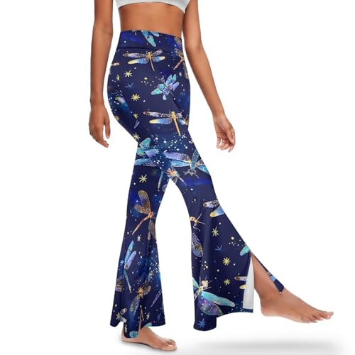 Suobstales Calça feminina bootcut para ioga flare perna larga calça de treino cintura alta leggings