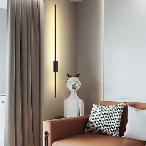 Apliques de pared interior LED negro de líneas largas para luz de pasillos 7