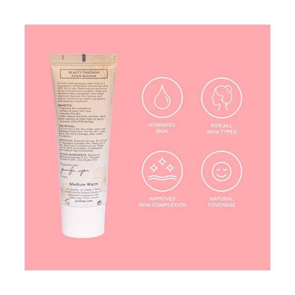 pÅ«rlisse Perfect Glow BB Cream SPF 30: Clean & Cruelty-Free, Medium Flawless Coverage, Hydrates with Jasmine | Light Medium 1.4oz