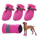 zapatos para perros cali Diseño ajustable: puedes ajustar las correas de sujeción para poner y quitar los zapatos de perro fácilmente. Este par de zapatos para perro con tiras reflectantes se puede reflejar de forma segura por la noche para que tu perro pueda ser visto por la noche.