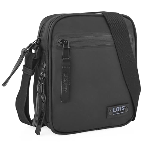 Lois - Bandolera Ajustable de Lona para Hombre - Bolso Pequeño, Negro Lois - Bandolera Ajustable de Lona para Hombre - Bolso Pequeño, Negro