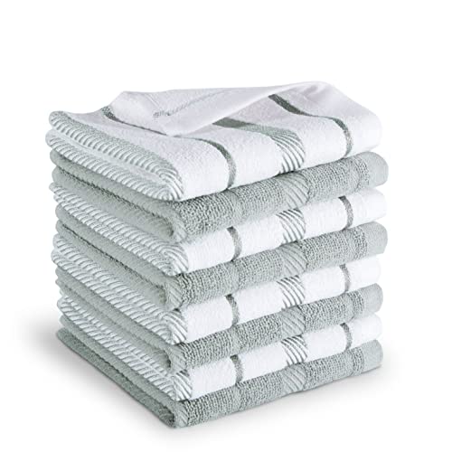 KitchenAid Albany Dishcloth 8 Pack Set, Matte Grey/White, 12